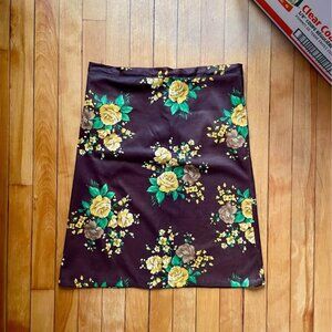 Vintage 70s Chocolate Floral A-Line Skirt Size M